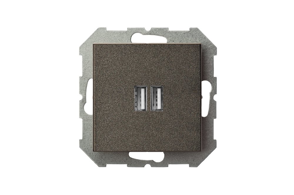 Kištukinis lizdas LIREGUS Epsilon, 2 vietų, įleidžiamas, antracito sp., IUK-2-01.E/J 