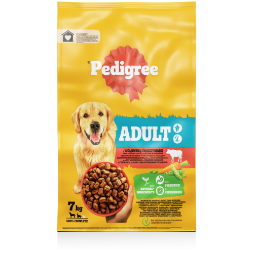 Sausas ėdalas šunims PEDIGREE, su jautiena ir daržovėmis, 7 kg