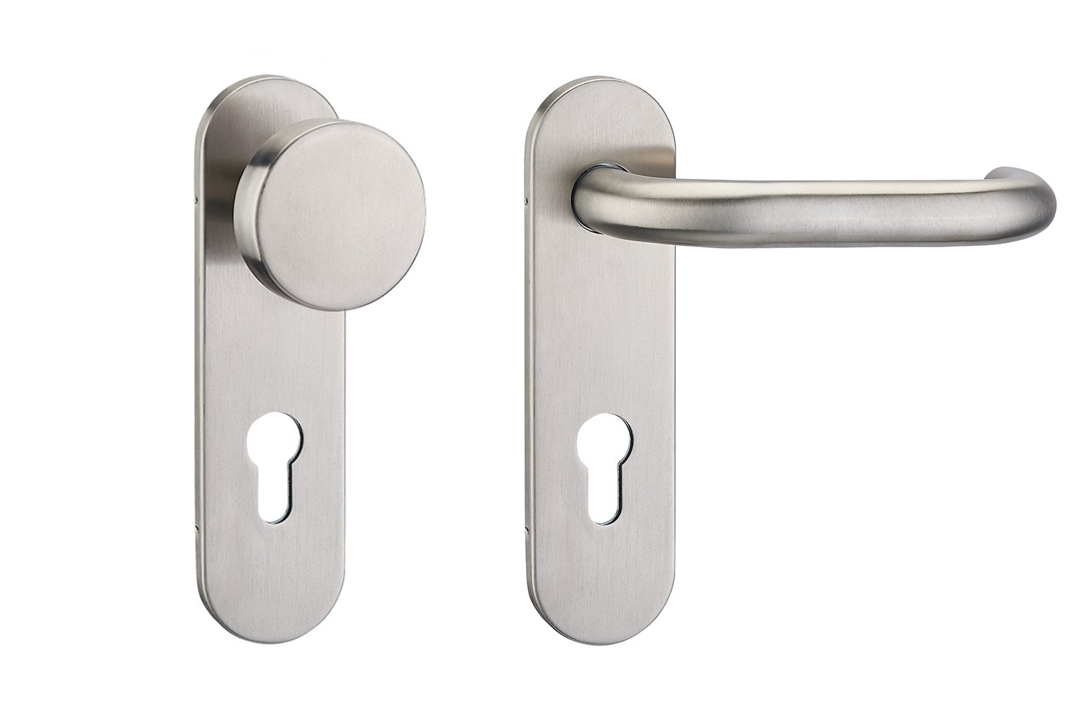 Durų rankena MP, MRO-42-75-PZ-72, nerūdijantis plienas, kairinė, 72 mm