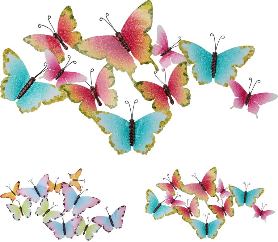 Sodo dekoracija DRUGELIS, metalinis, įvairių sp., 68,3 x 3 x 39 cm.