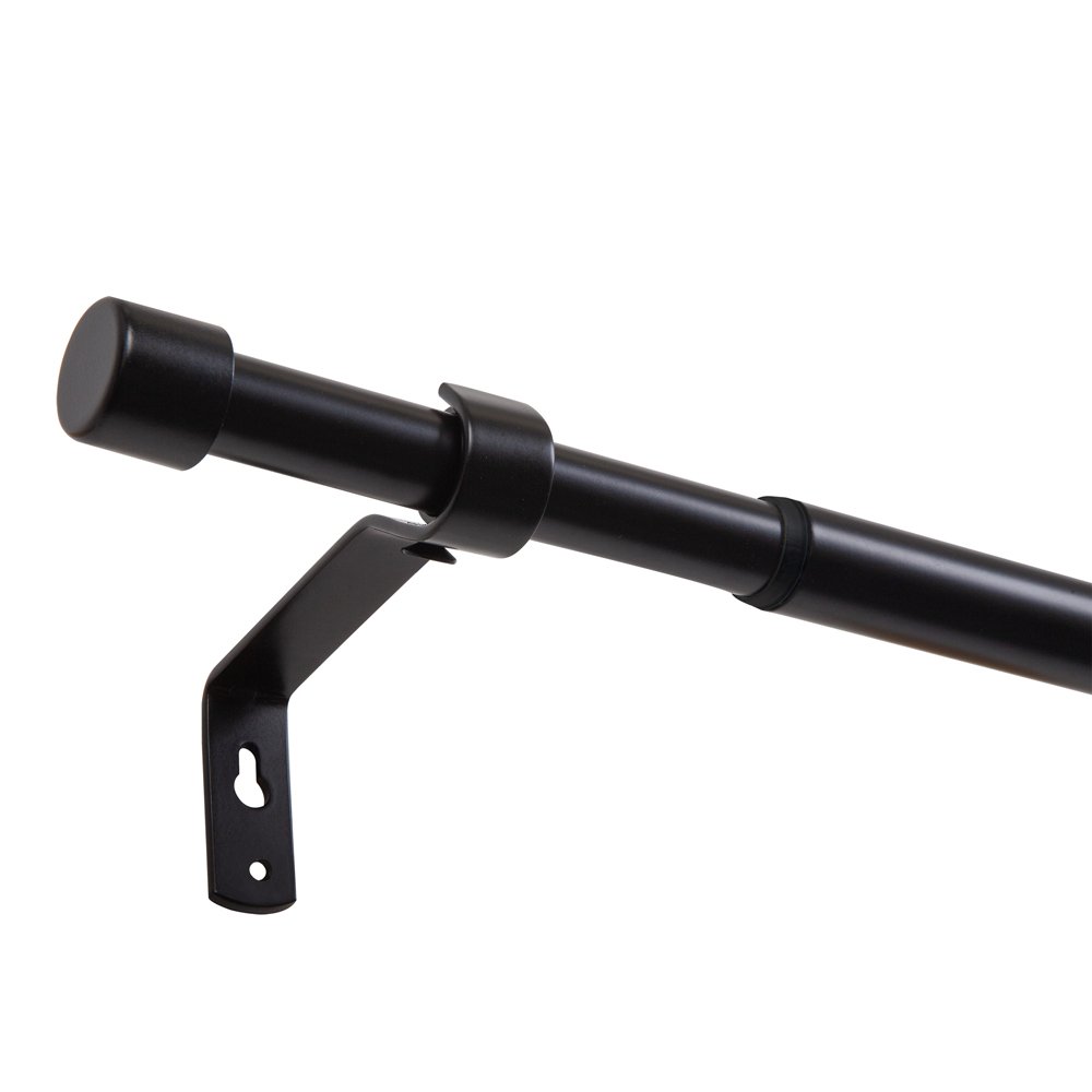 Sieninis karnizo rinkinys MARDOM Scope, ilgis 1200-2100 mm, 16/19 mm skersmens, viengubas, teleskopinis, spl. matinė juoda, be žiedų