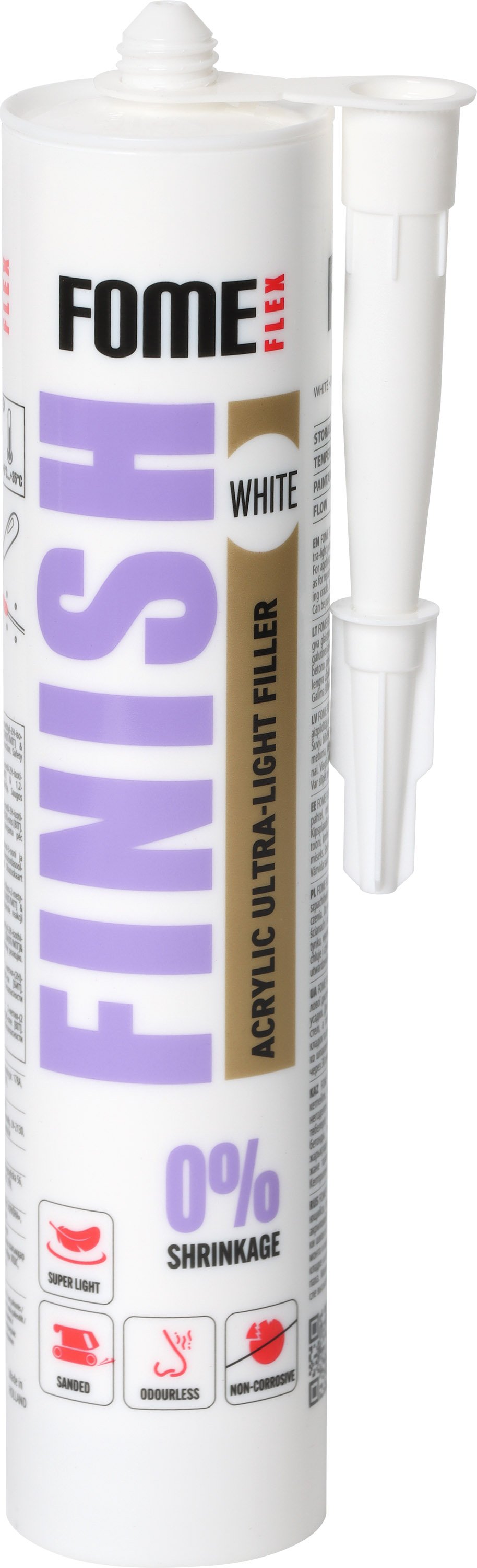 Akrilinis hermetikas FOME FLEX Finish, 300 ml, baltas, ypač lengvas