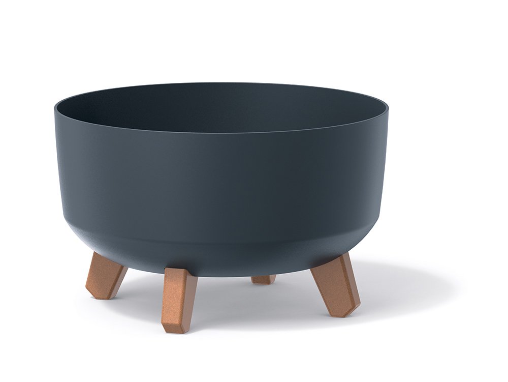 Plastikinis kambarinis vazonas GRACIA LOW, ant kojelių, antracito sp., vazono skersmuo 23,5 cm.