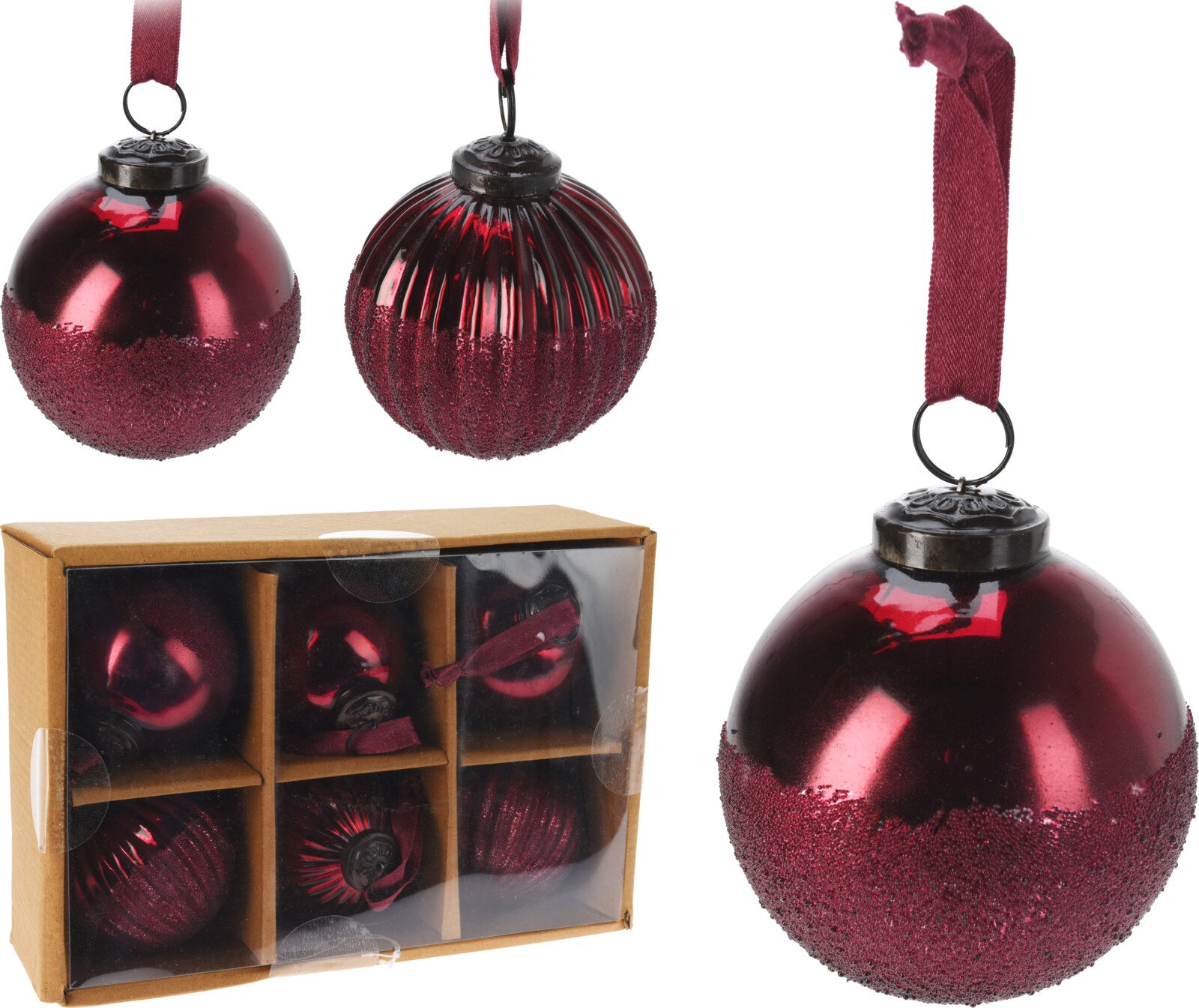 Eglutės žaisliukas, stiklas, 2 skirtingi dizainai, raudono vyno sp., 8 x 8 x 8 cm