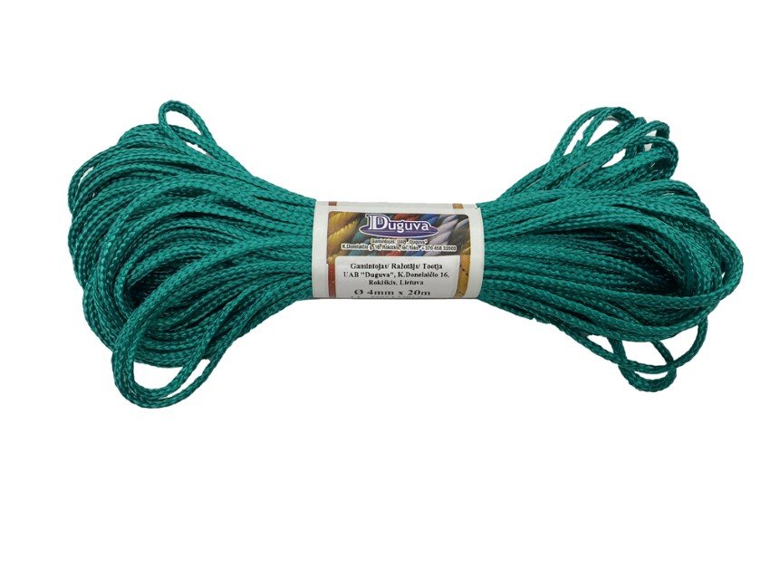 Pinta poliamidinė virvė DUGUVA, 4 mm, 20 m, baltos, geltonos, mėlynos, raudonos, žalios spalvos