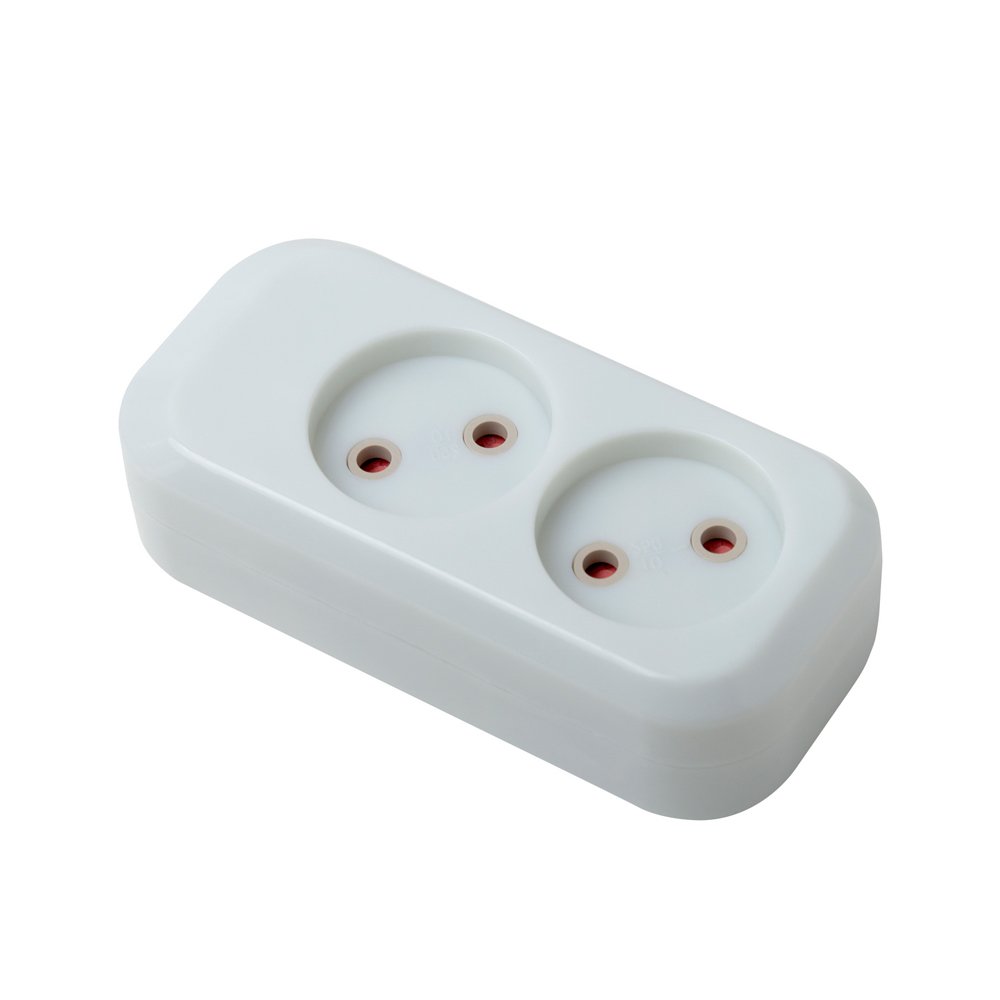 Ilgiklio kaladėlė ELECTRALINE, 2 lizd., be įž., be jungiklio, baltos sp., 82112