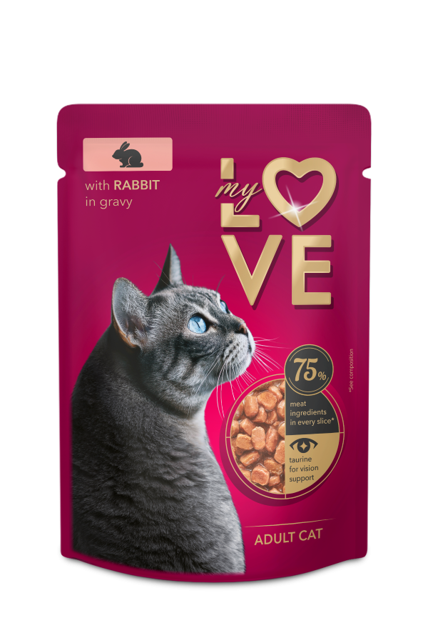 Konservuotas kačių ėdalas MY LOVE, triušiena su padažu, 85g
