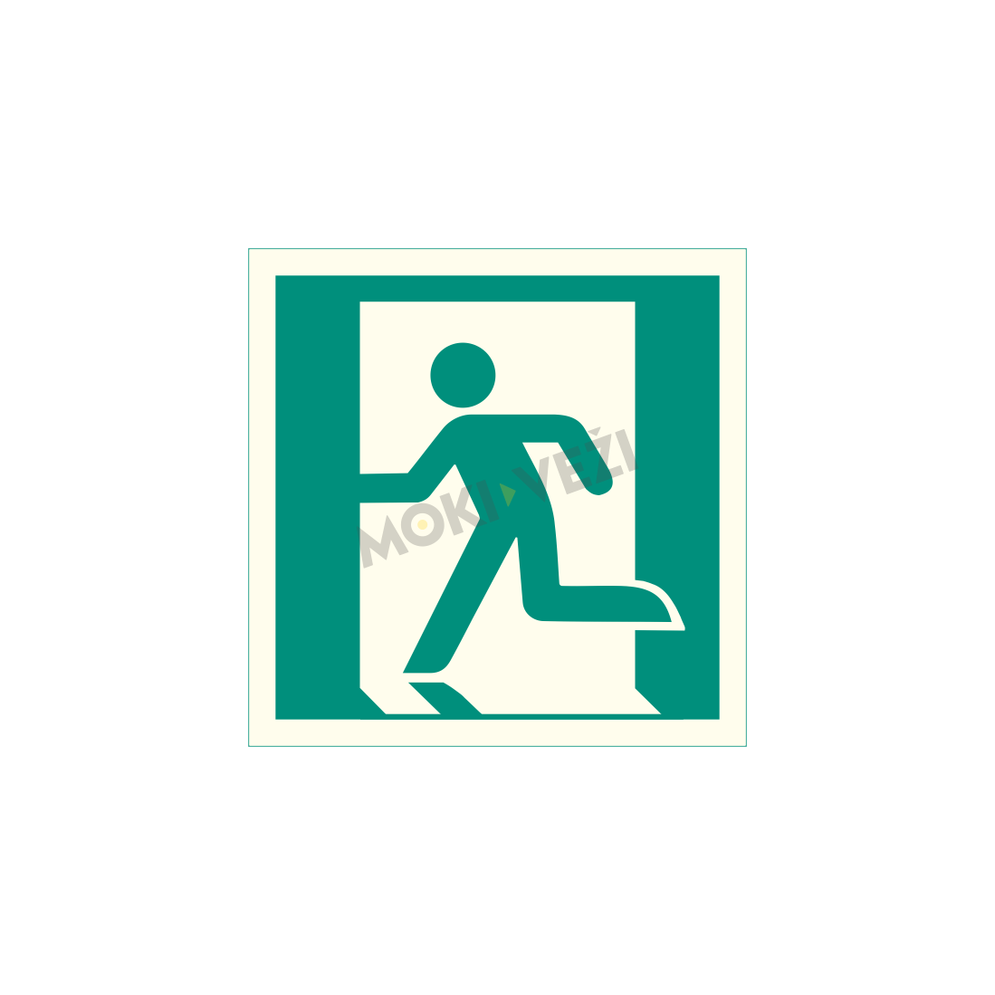 Informacinis ženklas, išėjimas į kairę, 130 x 130 mm, lipdukas, švytintis
