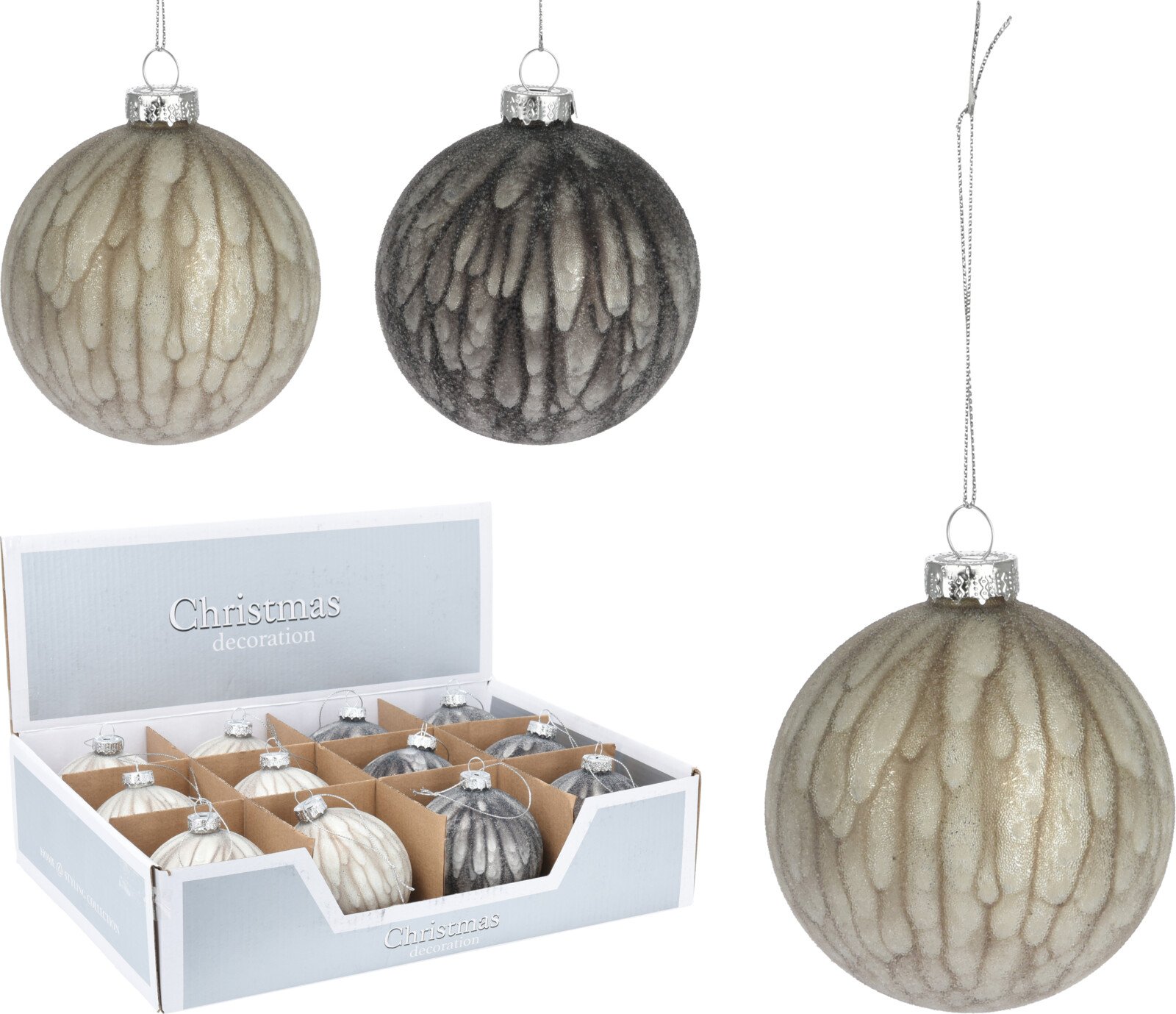 Eglutės žaisliukas, pilkos arba rudos sp., skersmuo 8 cm