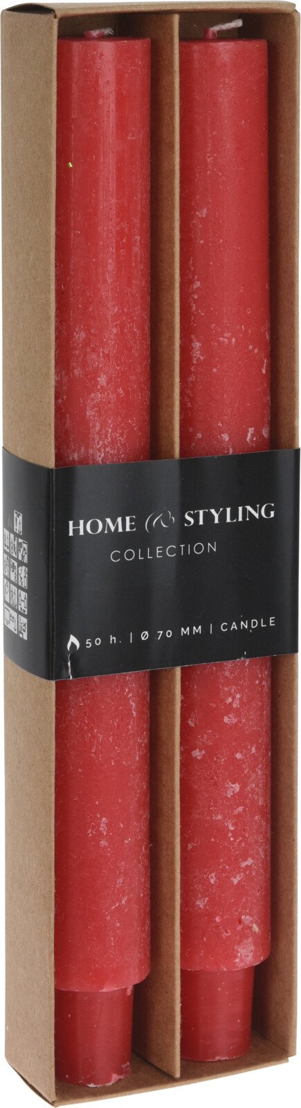 Žvakių rinkinys, 2 vnt., raudonos sp., 30 x 250 mm