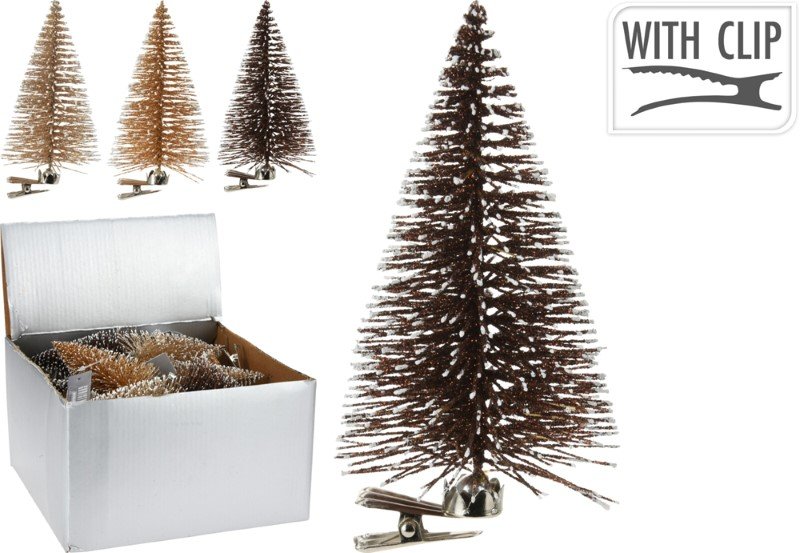 Kalėdinė dekoracija Eglutė, prisegama, aukso, rudos sp., 10 cm