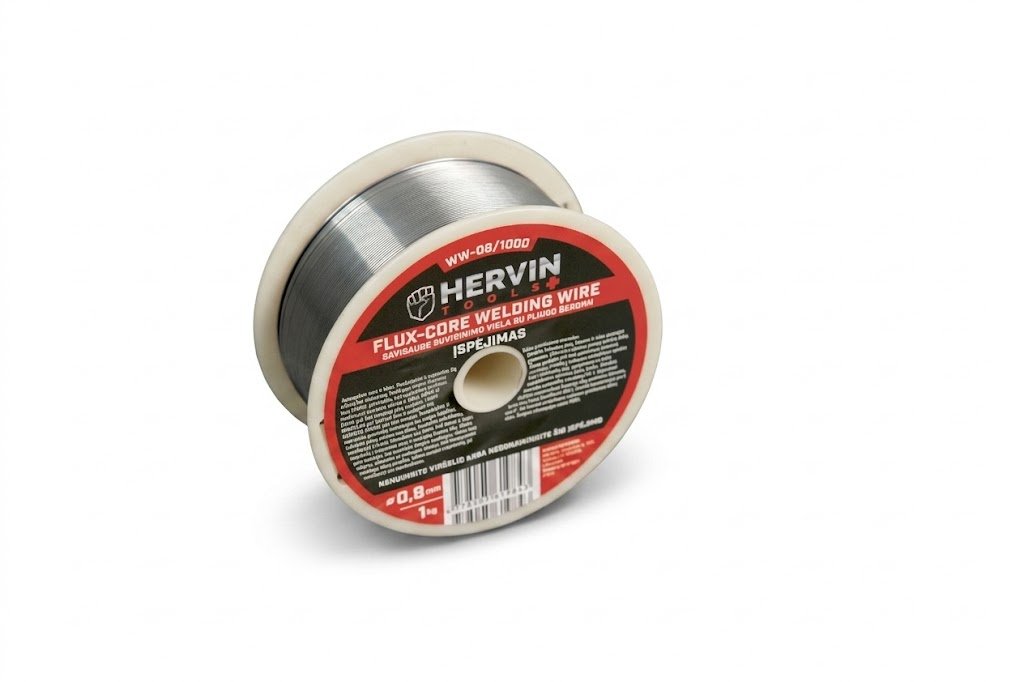 Savisaugė suvirinimo viela HERVIN TOOLS+, su fliuso šerdimi, d-0,8 mm, 1 kg, WW-08/1000