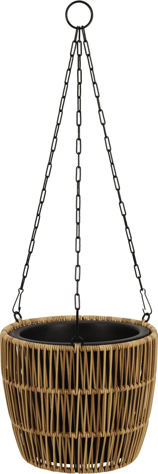 Lauko vazonas, pakabinamas, pintas, rudos sp., 22 x 22 x 18 cm.