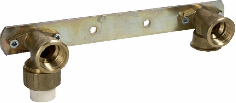 Montažinė plokštė su alkūnėm USTM CPVC, 90, su perėjimu, žalv., vid.sriegis, 1/2", 55205
