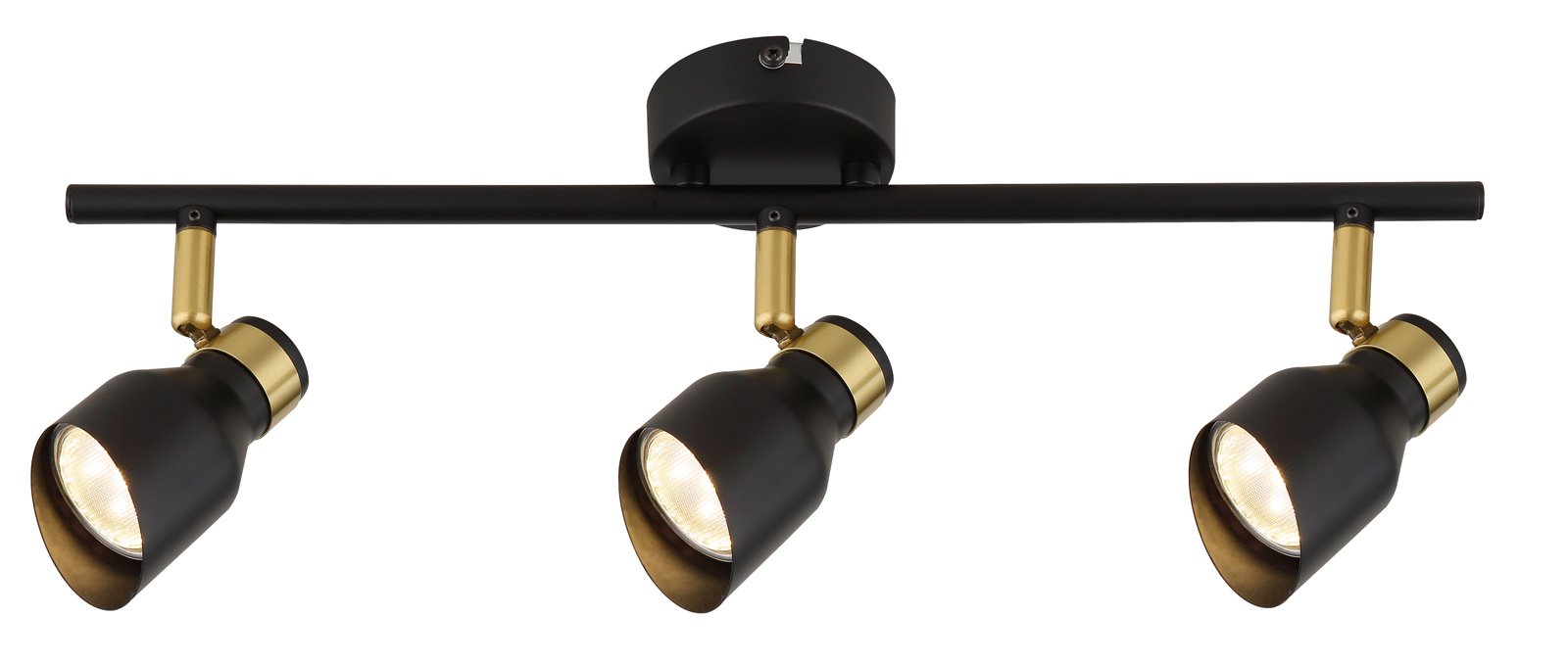 Kryptinis šviestuvas RABALUX Lilou 73049, GU10 3x MAX 25W, skermuo 55 mm, IP20, 230V, 50Hz, aukso sp.