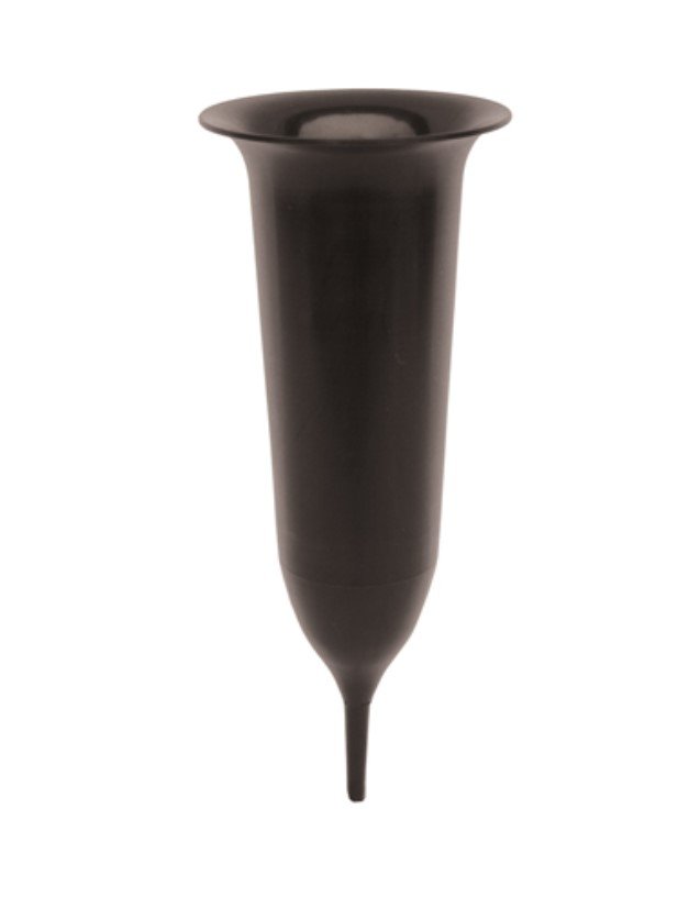 Plastikinis įsmeigiamas kapų vazonas IF I, juodos sp., aukštis 0,23 cm., skersmuo 10 cm.
