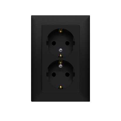 Kištukinis lizdas KONTAKT SIMON 10, juodos sp., 2 viet., su rėmeliu CGSZ2Z/49