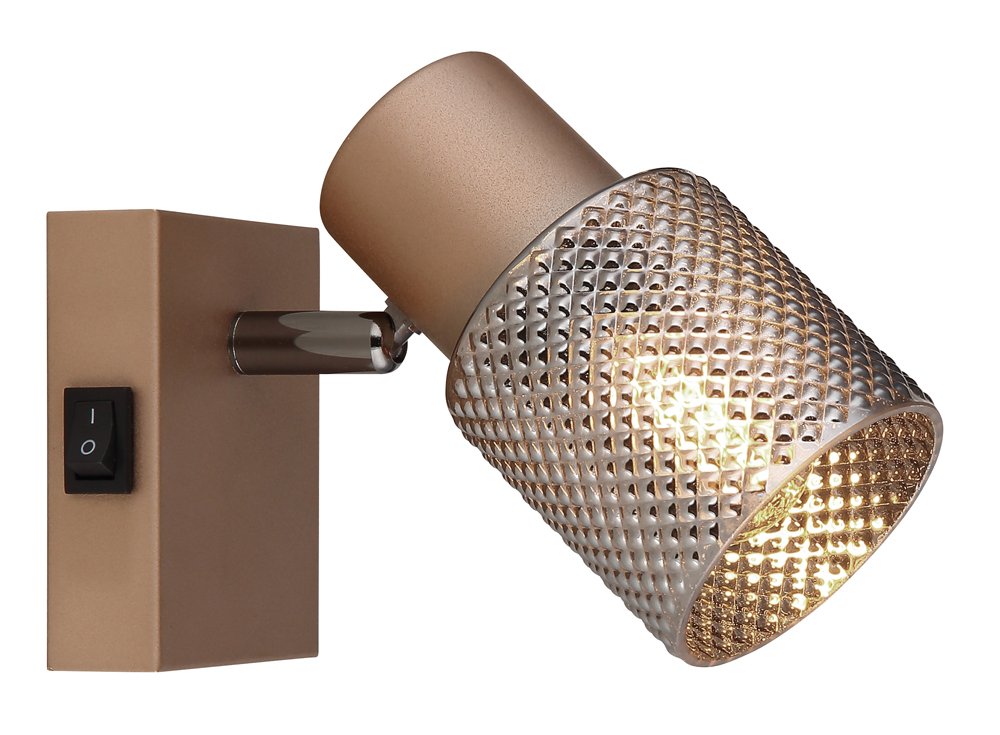 Kryptinis šviestuvas GLOBO Satella, 1 x E14, 40W, 230V, rudos sp., stiklo dūmų spalvos krištolo efektas, 70 x 120 mm, 54314-1