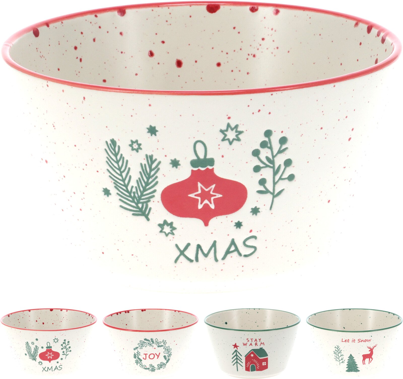 Dubuo, kalėdinio dizaino, keraminis, baltos sp., 4 skirtingi dizainai, 500 ml,