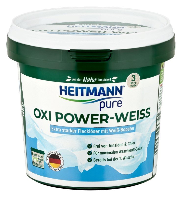 Dėmių valiklis balintojas HEITMANN Oxi Powe-Weiss, 500 g