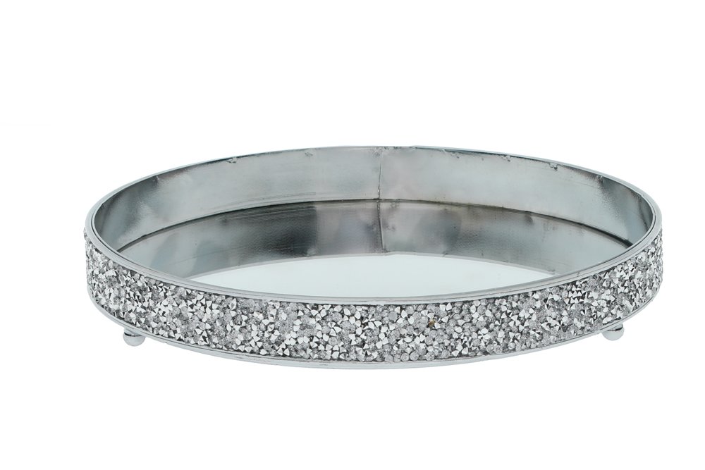 Padėkliukas dekoravimui - žvakidė 4LIVING Glitter, veidrodinis, skersmuo 20,5 cm