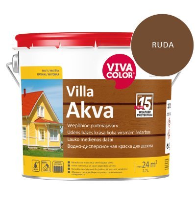 Medinių fasadų dažai VIVACOLOR Villa Akva, 2,7 l, rudos 540X sp.