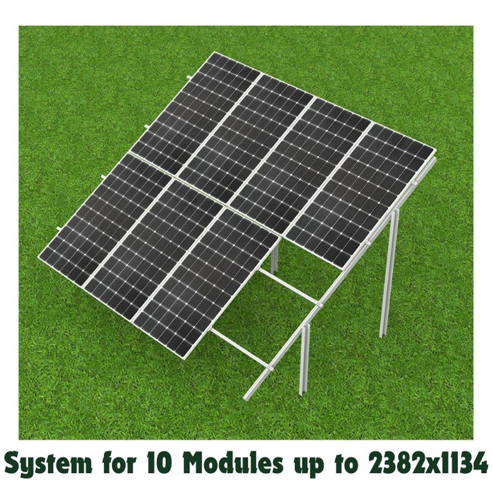 Saulės elektrinės antžeminė konstrukcija KENO, 18 modulių, 2Vx9, 30°; Sk=1,6 [kNm^2], Vb=24 [ms]