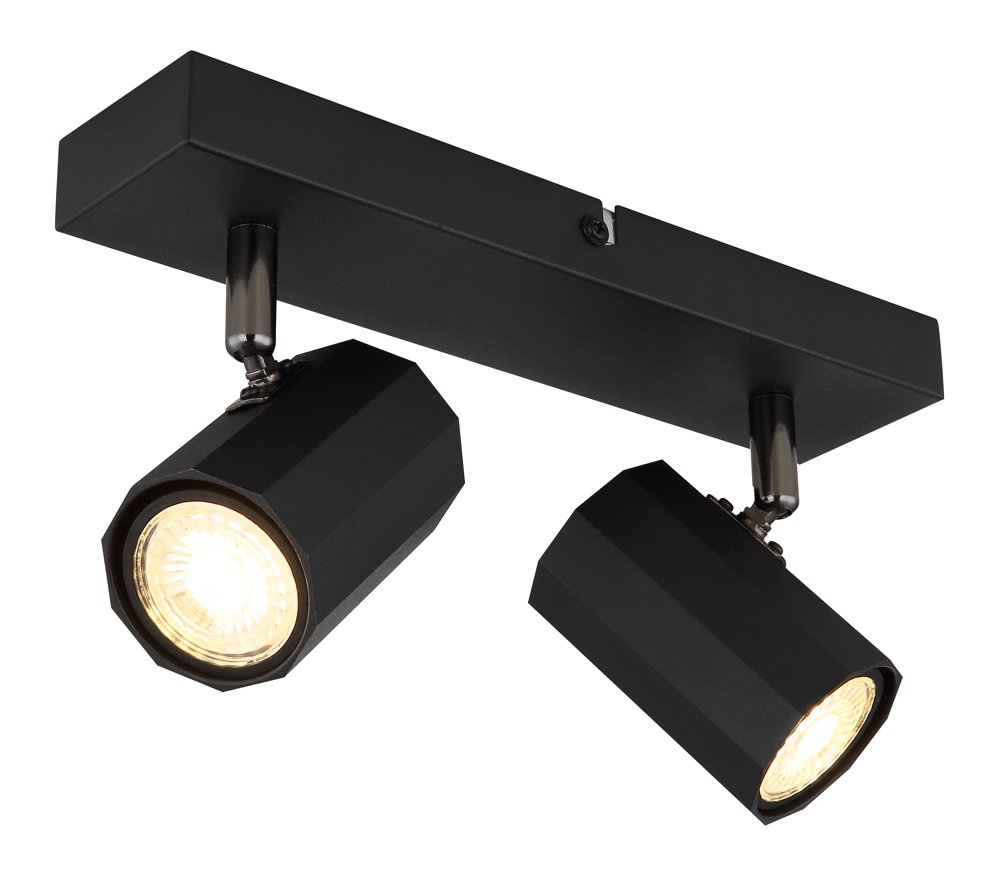 Kryptinis šviestuvas GLOBO James, GU10, 2 x 25W, 230V, matinis juodas metalas, 260 x 60 x 145 mm