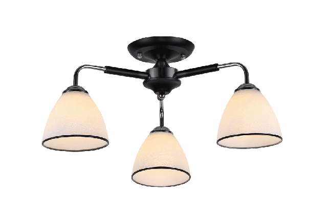 Pakabinamas šviestuvas BALTIK GAISMA K90230/3 Bk/Cr, E27, 3 x 60W, juodos sp., metalas+stiklas, 540 x 245 mm