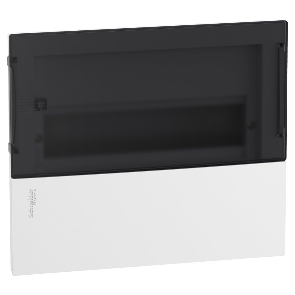 Automatinių išjungiklių skydelis įleidžiamas SCHNEIDER, Mini Pragma, 12 modulių, baltas su skaidriomis durelėmis, su kontaktinėmis kaladėlėmis nuliui ir įž., IP40, MIP22112S