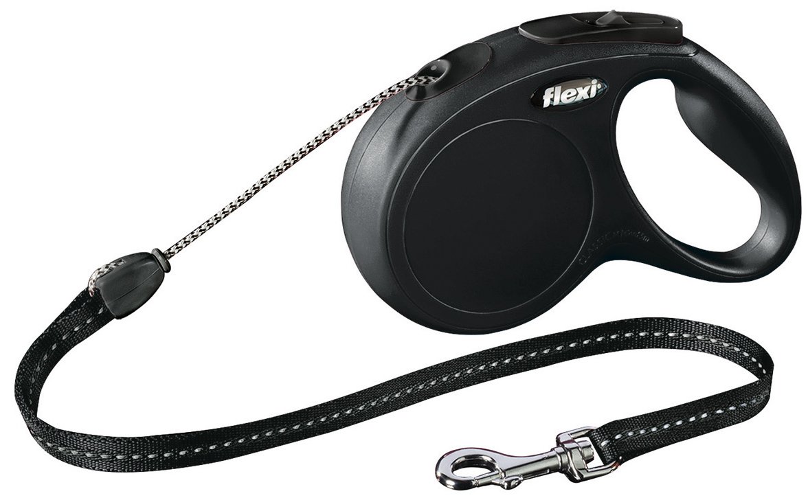 Pavadėlis FLEXI Classic, M, max 20kg 5m virvelinis juodos spalvos MR