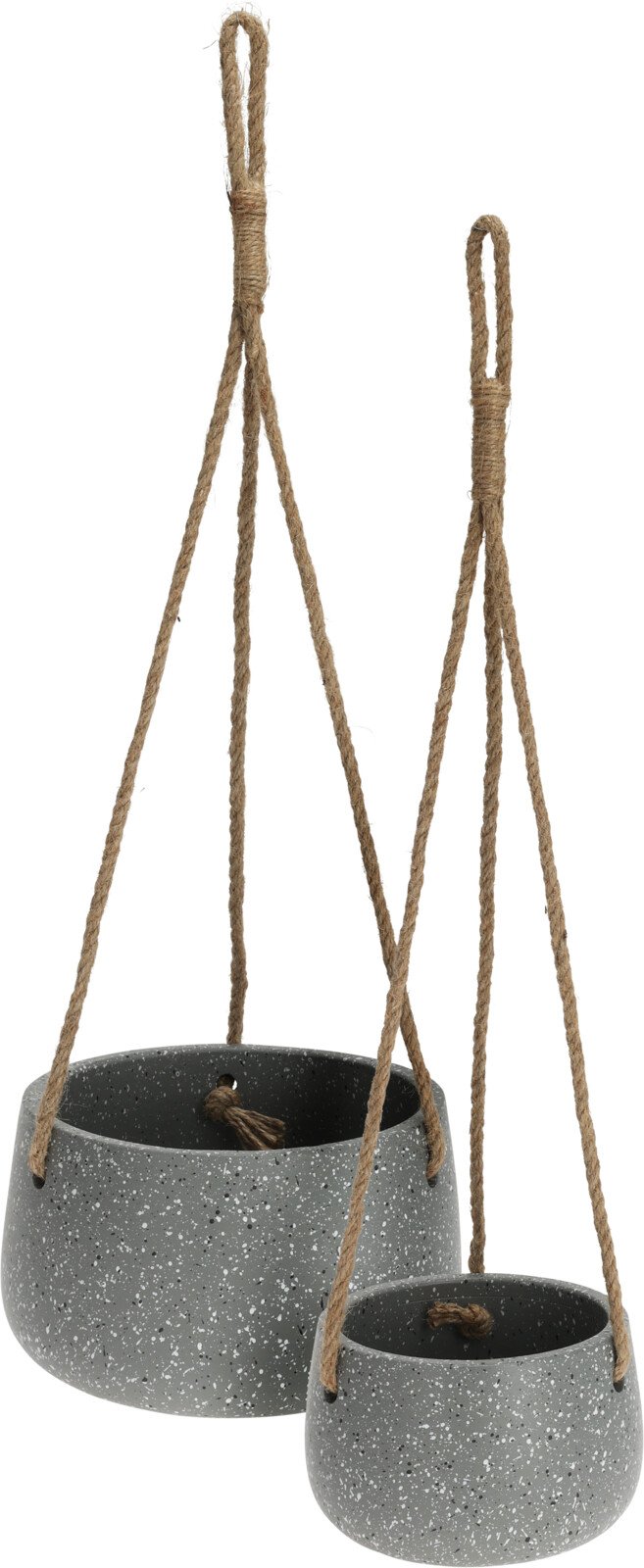 Lauko vazonas, pakabinamas, pilkos sp., taškuotas, 21 x 21 x 12,5 cm.