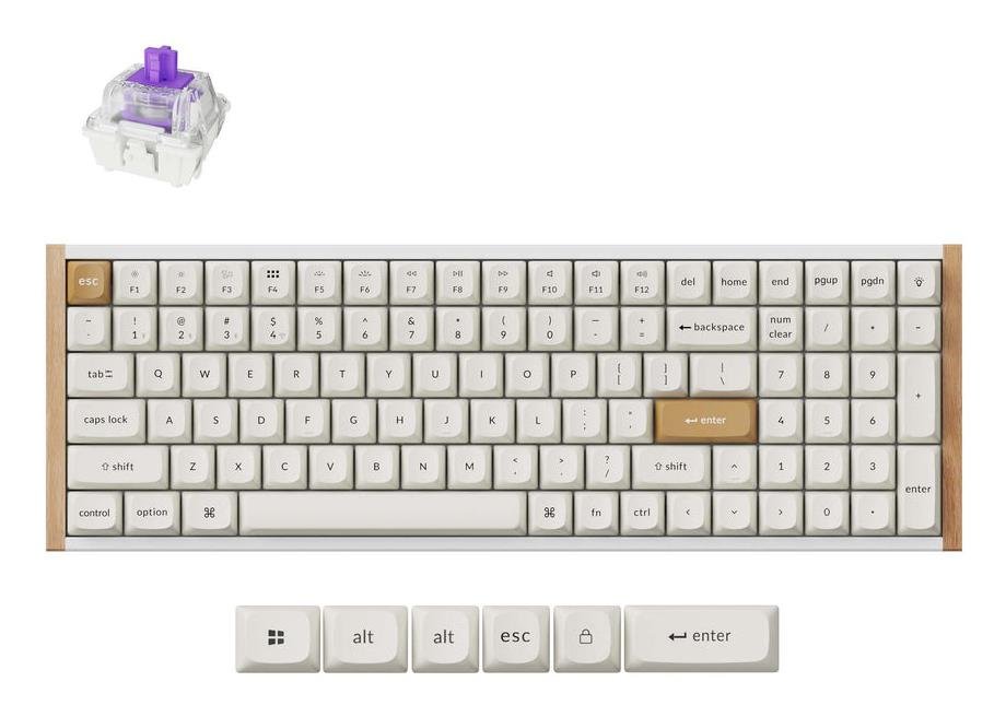 Belaidė žaidimų klaviatūra KEYCHRON K4 HE, 96% mechaninė, baltos sp., K4H-Q1