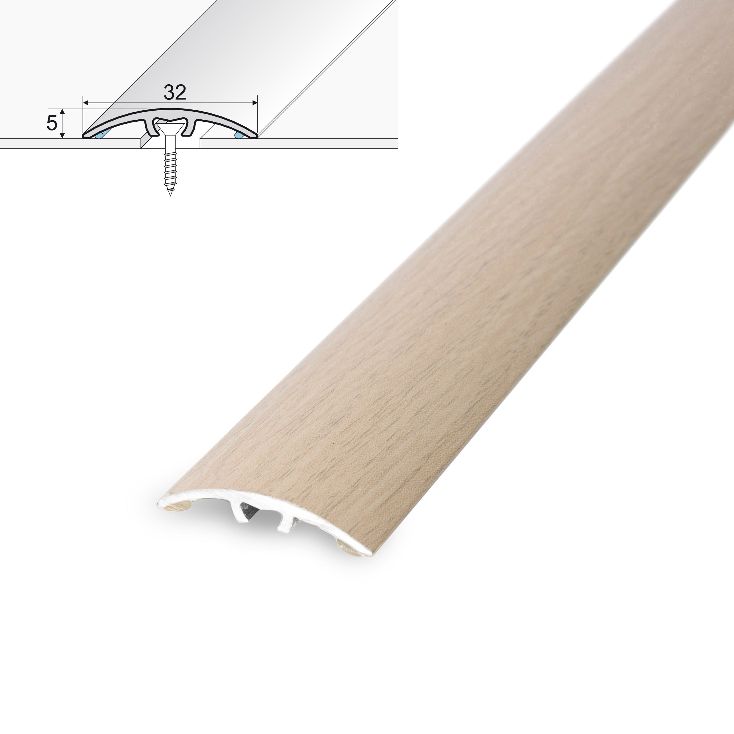 Aliumininė grindų juostelė HESORA H 64 D9, 3.2 x 90 cm, beržo spalvos, kilmės šalis ES