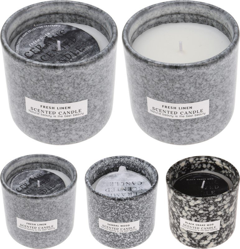 Kvapni žvakė, keraminiame indelyje, 3 kvapai: sandalmedis/gaivus linas/juodoji gyvatė, degimo laikas iki 26 h