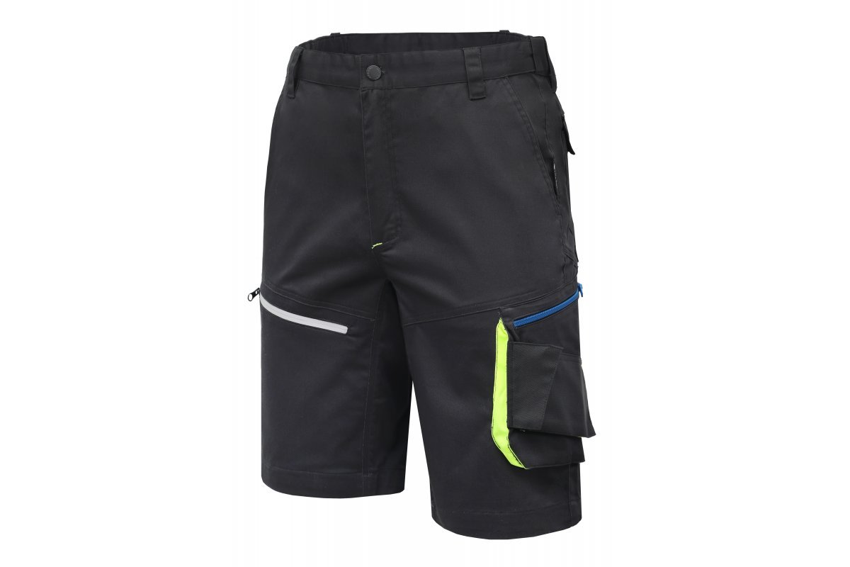 Šortai HOGERT WORKWEAR Reetz, 58% medvilnė, 40% poliesteris, 2% elastanas, juoda spalva, L (52) dydis