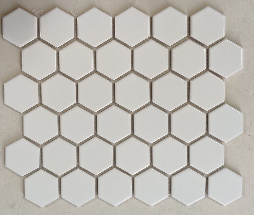 Mozaika INCA MOSAICS Hexagon, 349,3 x 293,8 x 6 mm, 13 vnt./dėž., akmens masės, glazūruota , spl. balta blizgi