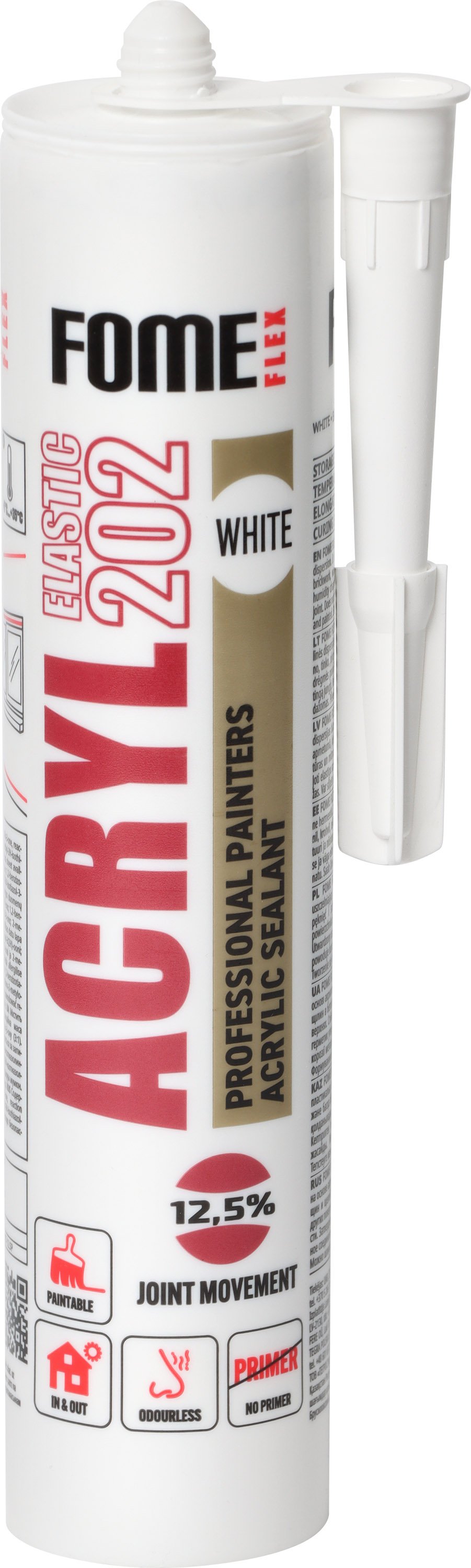 Akrilinis hermetikas FOME FLEX Acryl 202, elastingas, 310 ml, baltas