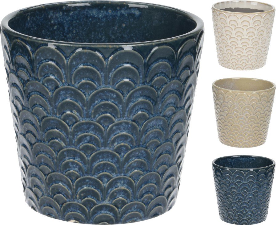 Kambarinis keraminis vazonas, įvairių sp., 17 x 17 x 16 cm.