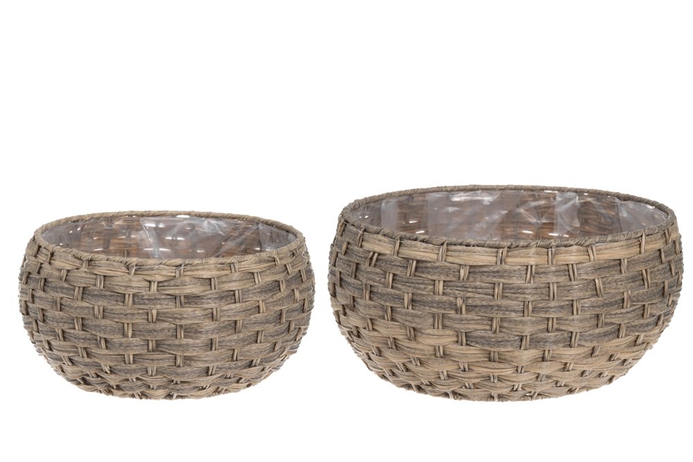 Lauko vazonas 4Living Mocca, pintas, plokščias, rudos sp., 34 x 34 x 16 cm.