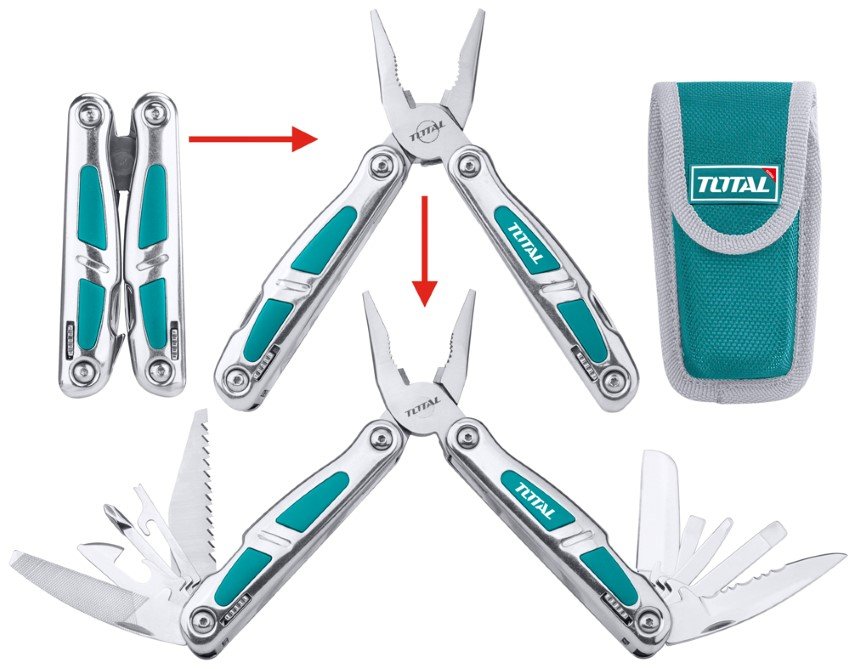Daugiafunkcinis peilio - replių rinkinys TOTAL, 15 funkcijų, nailoninis dėklas, TFMFT01151