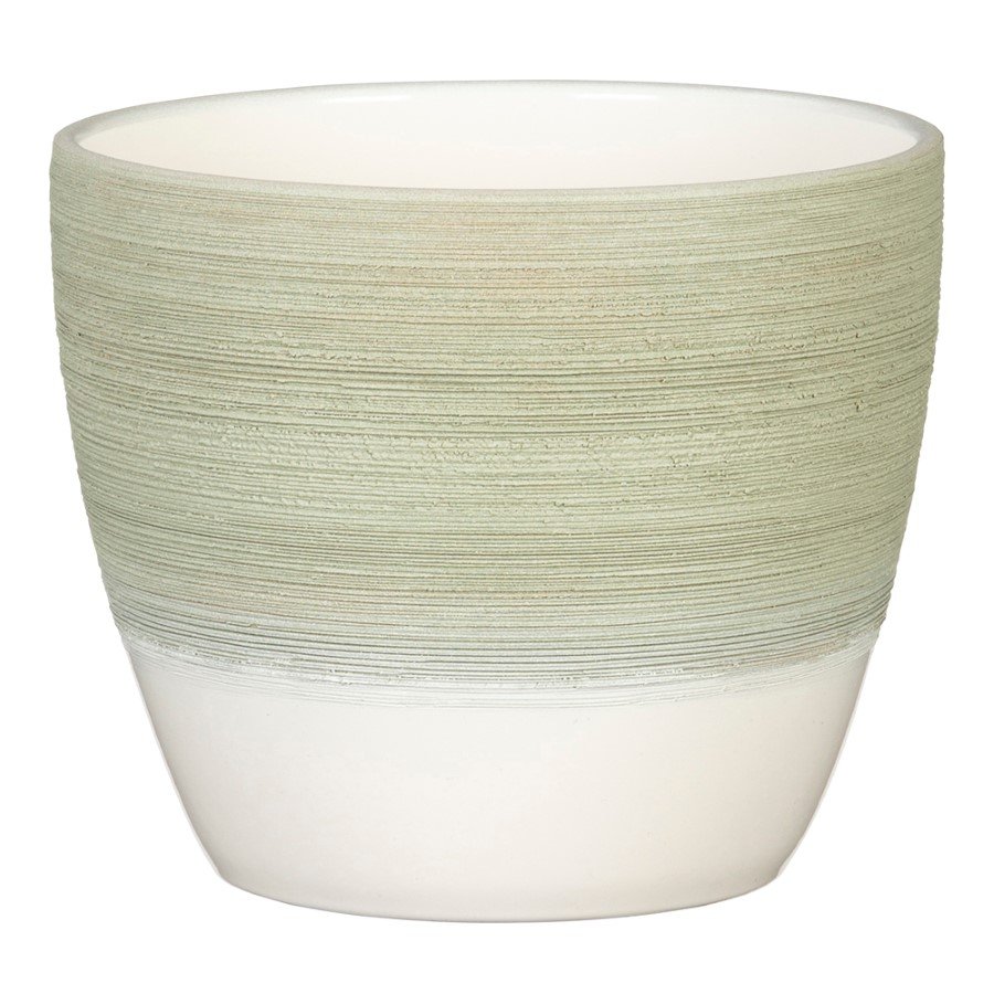 Kambarinis keraminis vazonas SCHEURICH Matcha Cream (950/16), žalsvos sp., vazono skersmuo 16 cm.