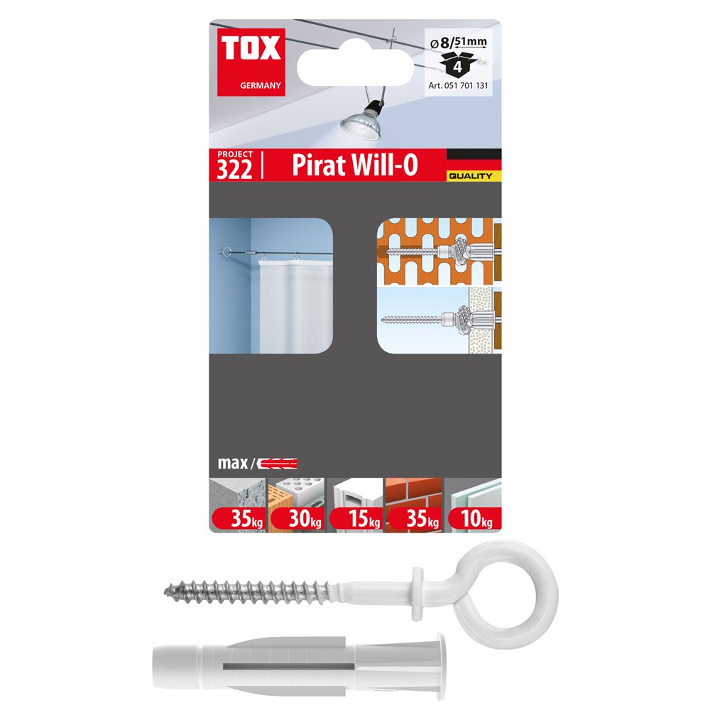 Universalus kaištis su kilpa TOX Trika/Pirat Bill-O, 4 vnt.