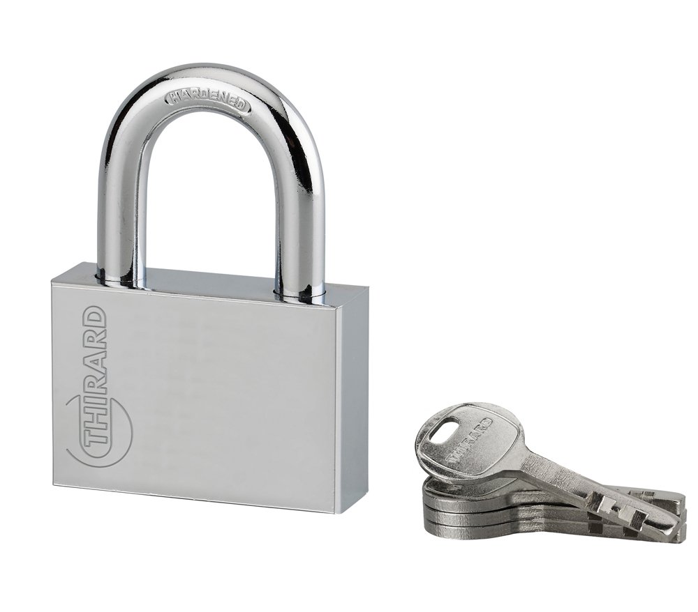 Pakabinama spyna THIRARD, Disk, 4 raktai, plieninė, chromuota, 60 mm, 895517/293812