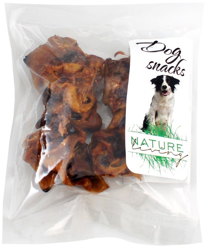 Skanėstas šunims NATURE LIVING, džiovintos vidinės kiaulių ausų dalys, 100g