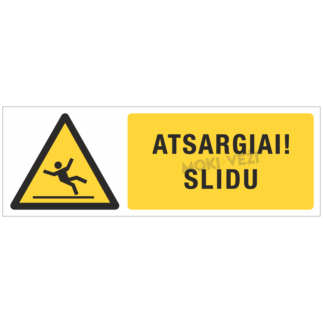 Informacinis ženklas, atsargiai-slidu, 100 x 300 mm, lipdukas