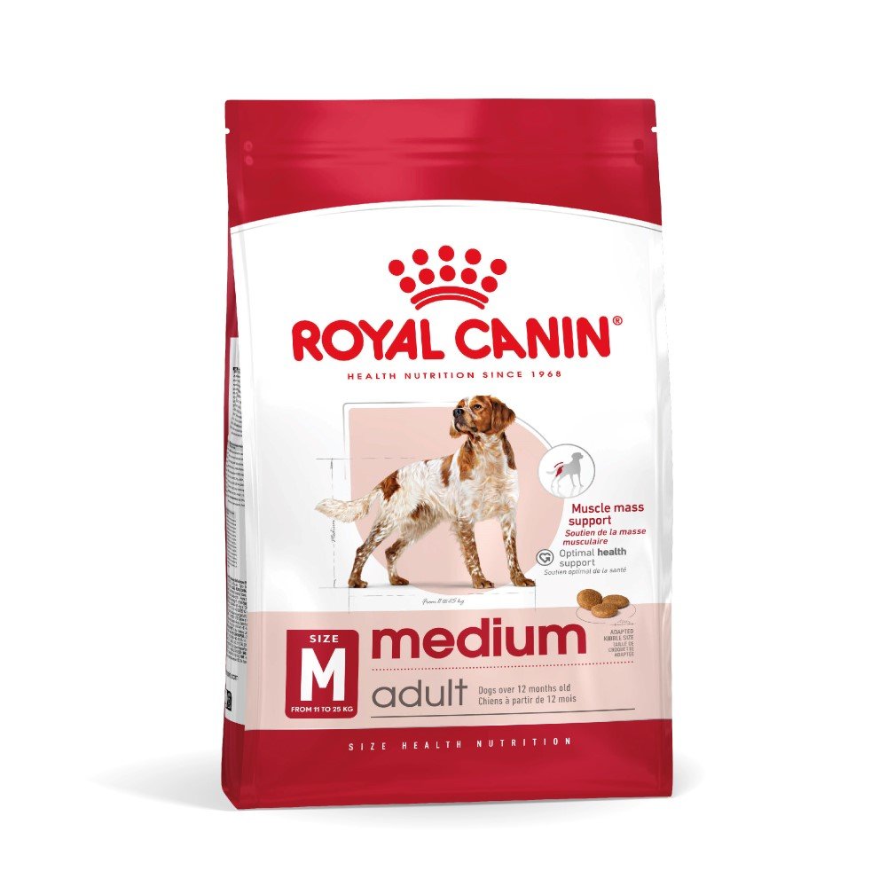 Sausas šunų ėdalas ROYAL CANIN, visavertis pašaras suaugusiems vidutinės veislės šunims (nuo 11 iki 25kg), nuo 12 mėnesių iki 7 metų amžiaus, 15 kg