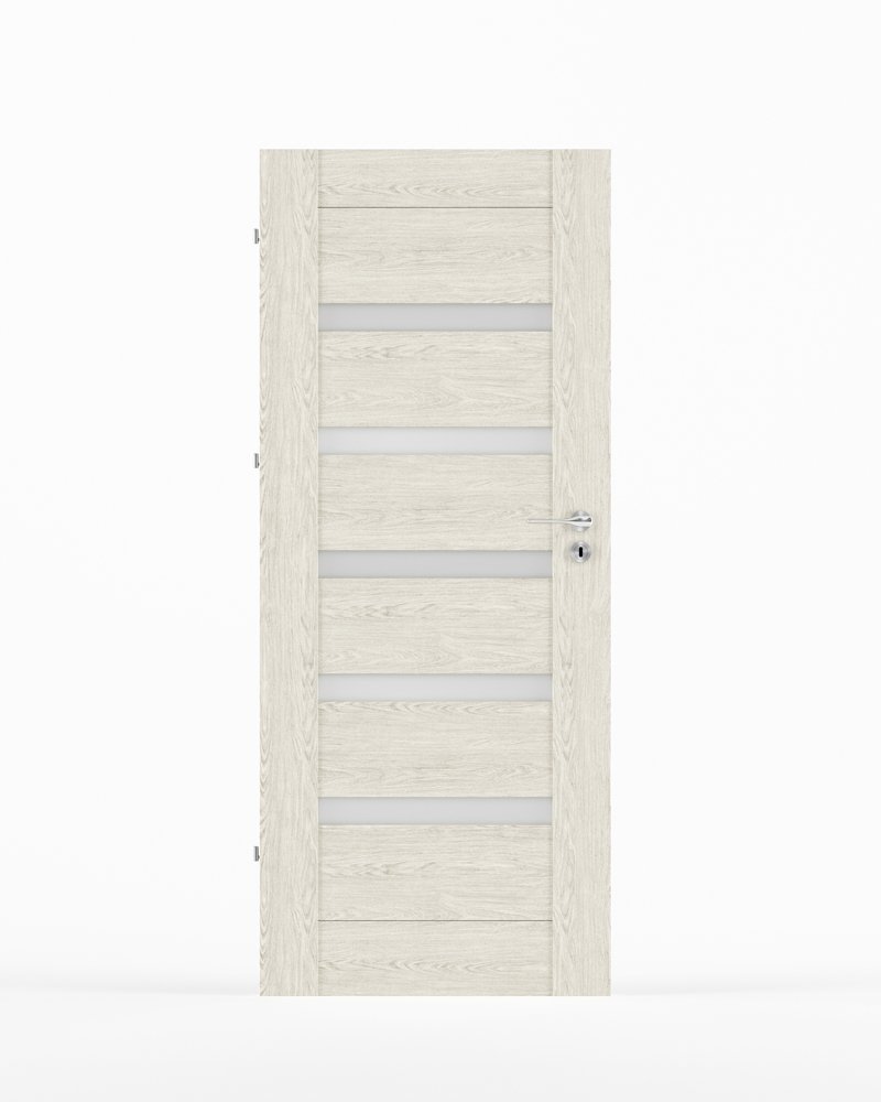 Laminuotos vidaus durys su užlaida VIVENTO PY-02, kairinės, spl. Silver oak, 2030x644x40 mm