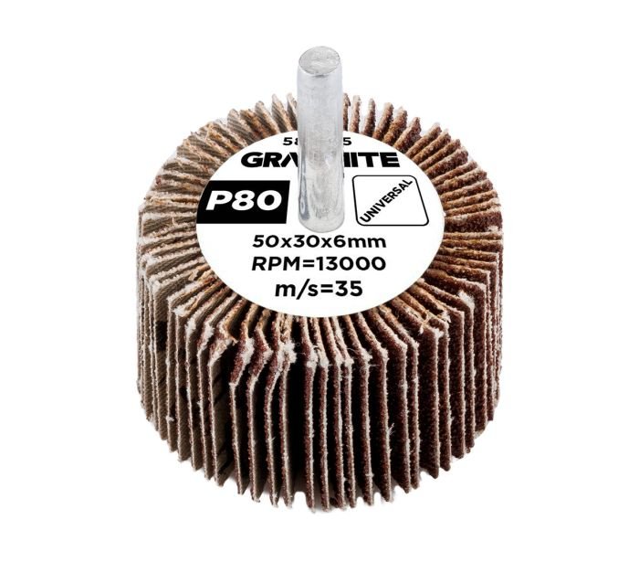 Žiedlapinis šlifavimo cilindras GRAPHITE, 50 x 30 x 6 mm, P80