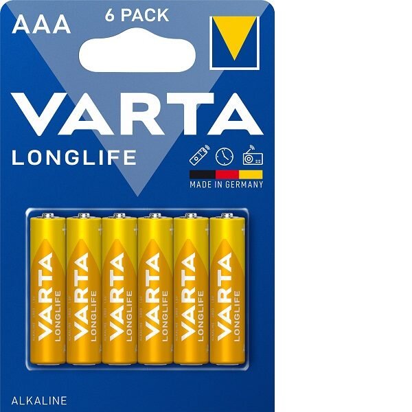 Maitinimo elementai VARTA LONGLIFE, 6 vnt. AAA, LR3